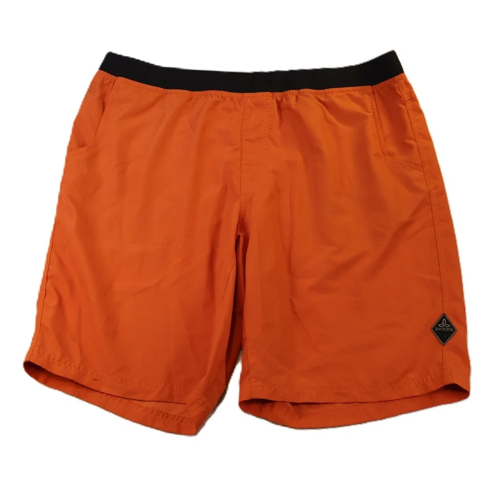 Prana Mens XL Shorts Orange Mojo Breathe Recycled Activewear M3MOJO110